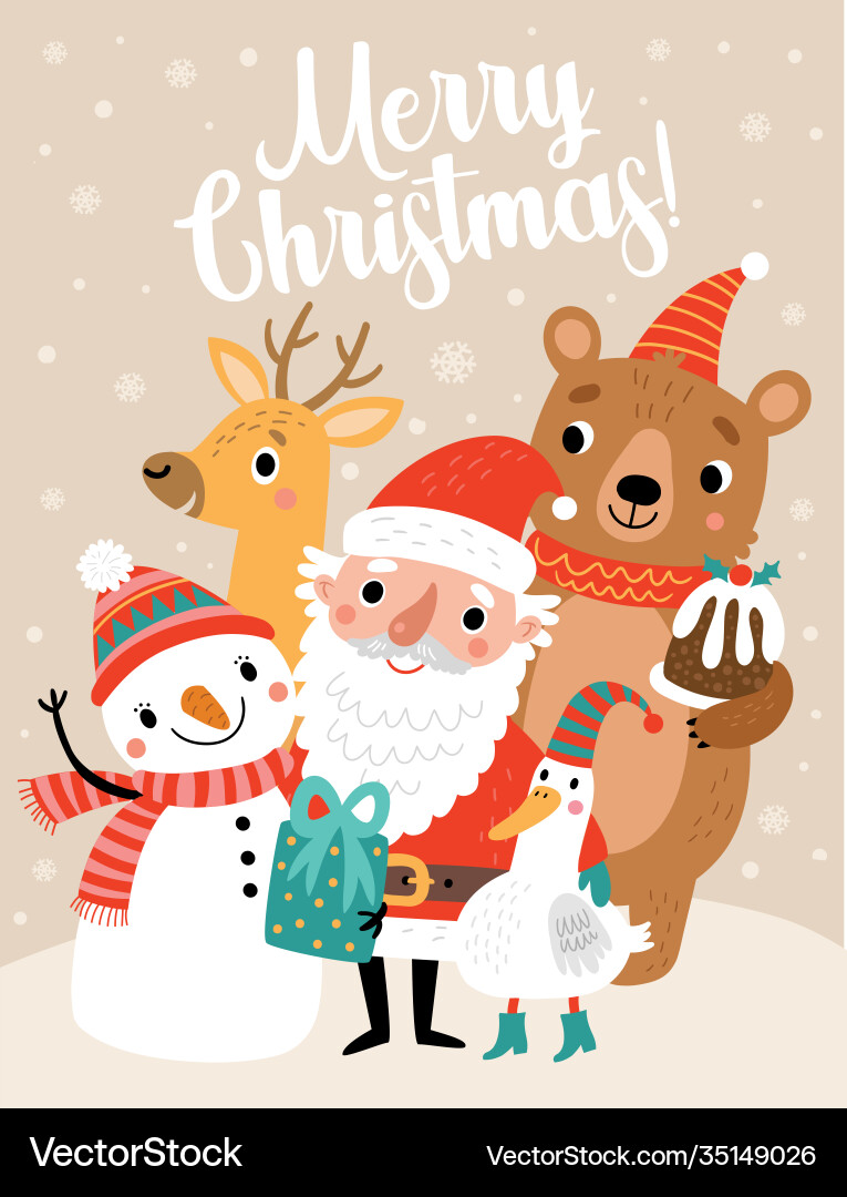 Merry Christmas Cartoon Card vector image