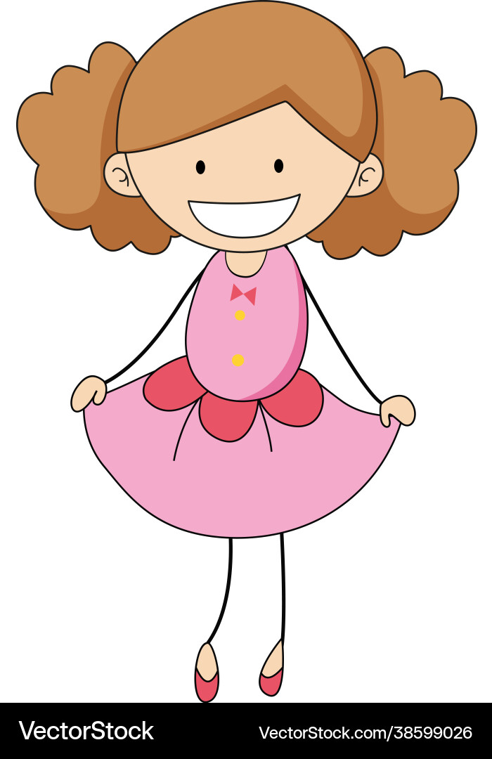 Süße Mädchen Cartoon Charakter in Hand gezogen Doodle Süße Mädchen Cartoon Charakter in Hand gezogen Doodle vektorbild