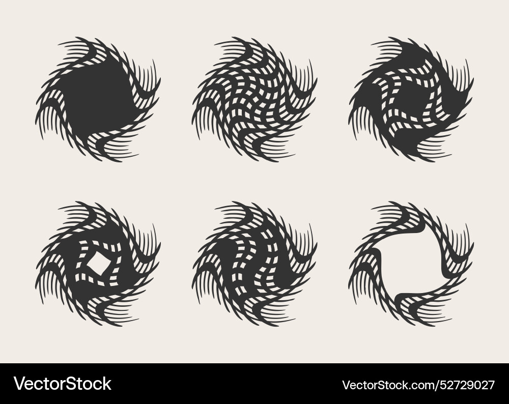 Black abstract assorted twisted creative icons set Black abstract assorted twisted creative icons set vector image