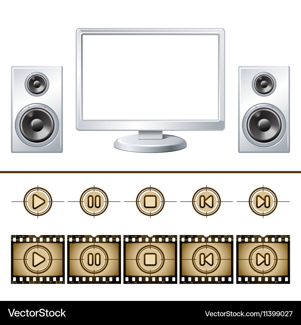 Computer with speaker isolated media buttons vector image