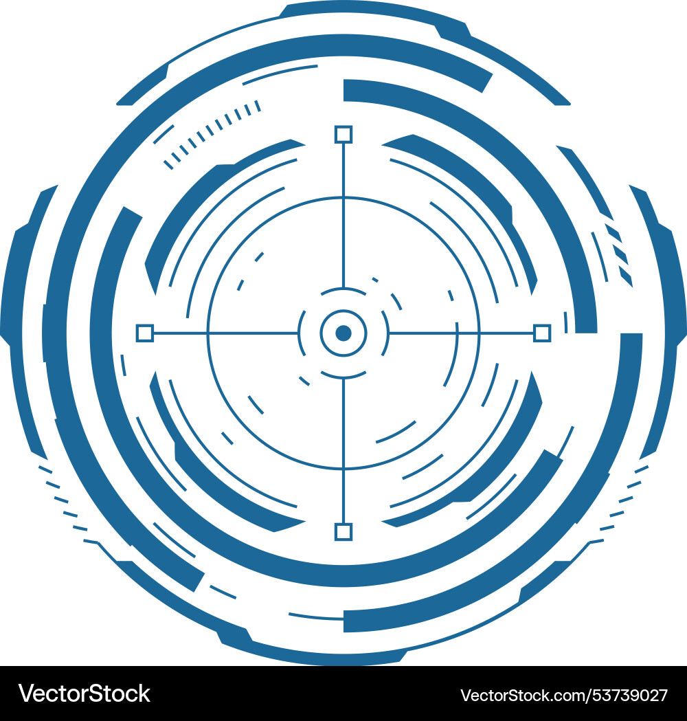 Hud aim round element neon hologram ui vector image