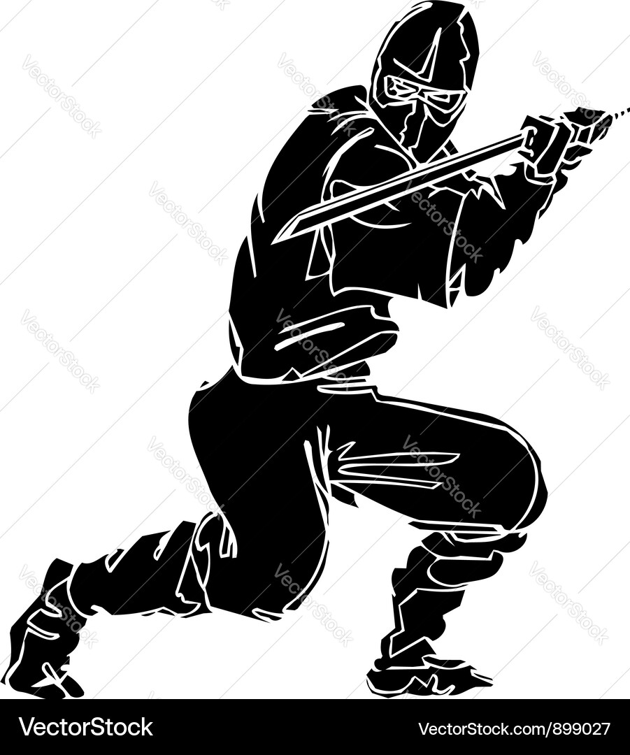 Ninja Warrior Silhouette Vector Image