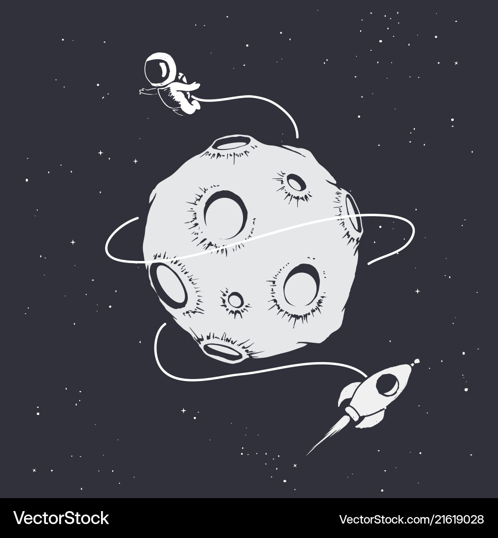 Astronaut in Space with Moon Vector Image