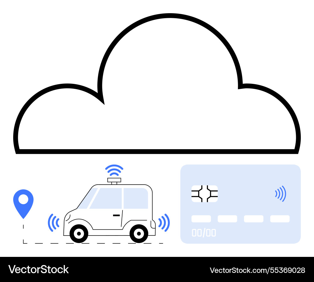 Cloud-driven autonomous vehicle with wireless Cloud-driven autonomous vehicle with wireless vector image