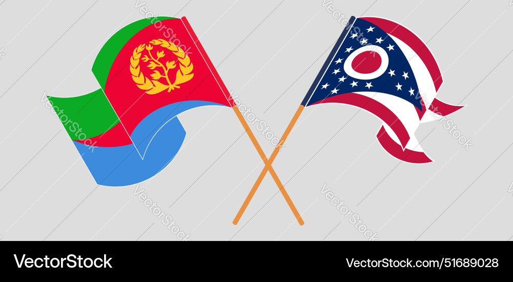 Crossed and waving flags of eritrea the state vector image