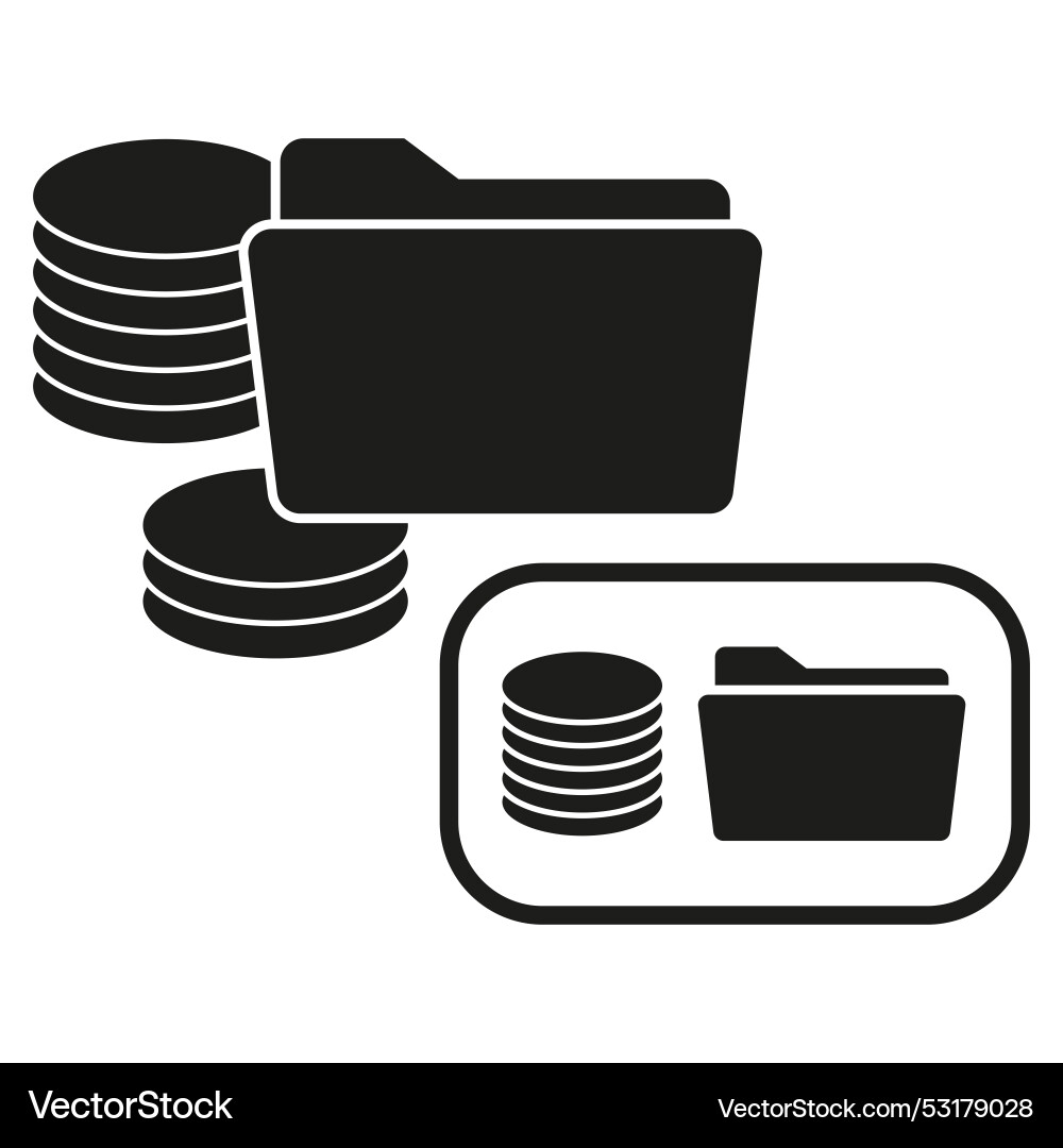 Database and folder icon data storage Database and folder icon data storage vector image