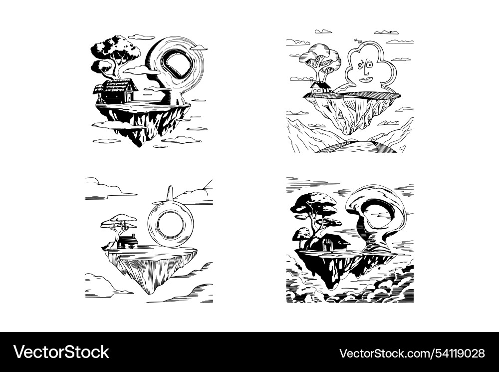 Island has a tree with multiple trunks Vector Image