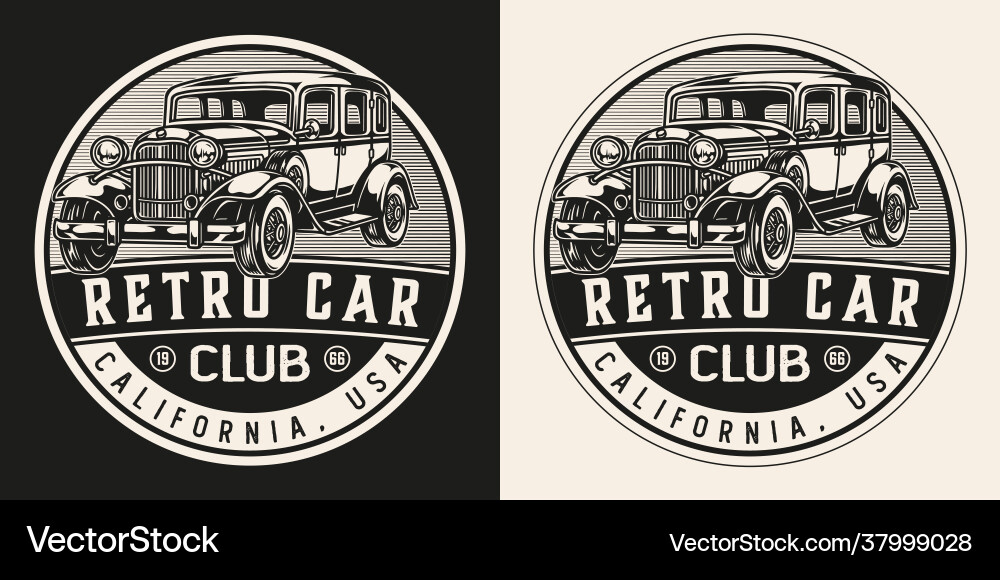Retro Autos Club rund Logotyp Retro Autos Club rund Logotyp vektorbild