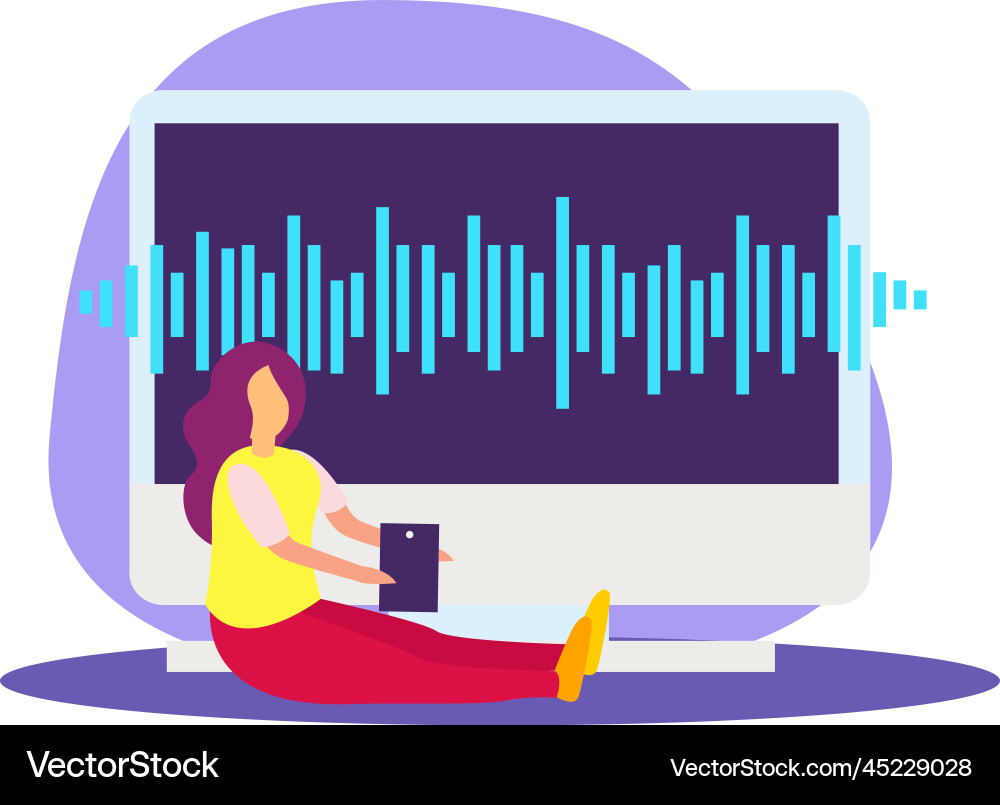 Voice control computer composition Voice control computer composition vector image
