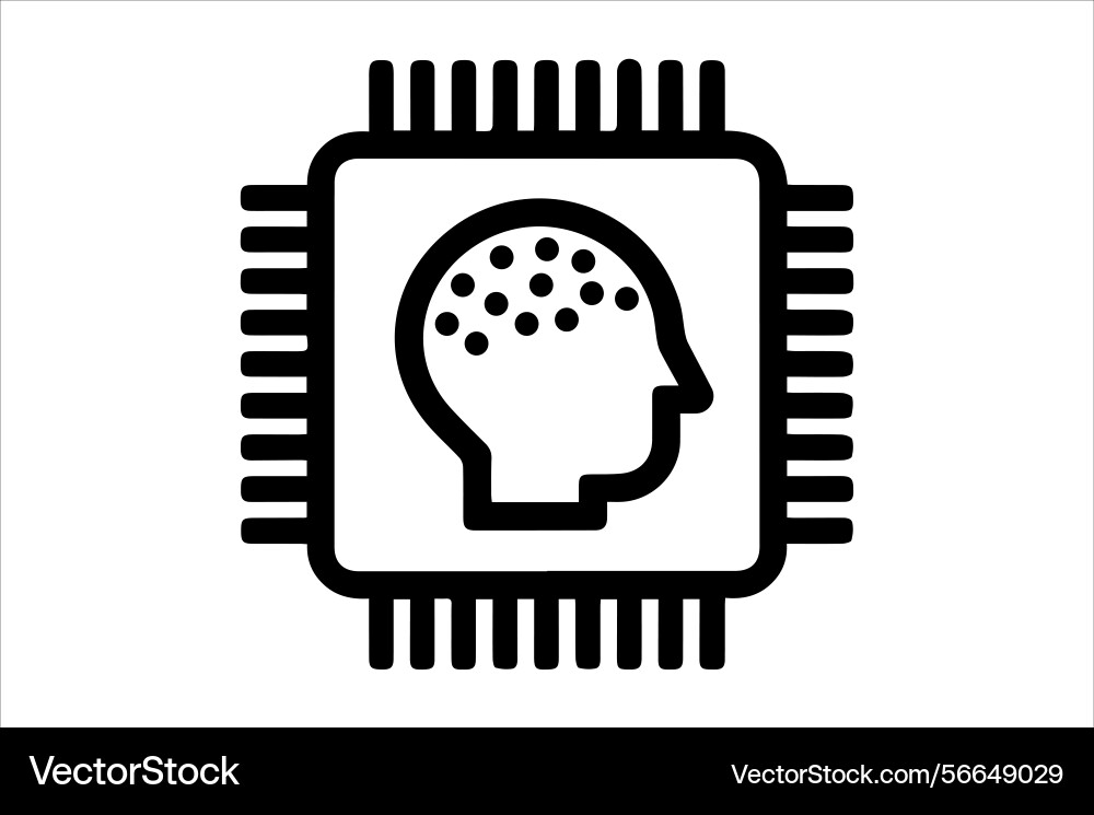 Ai microchip icon artificial intelligence vector image