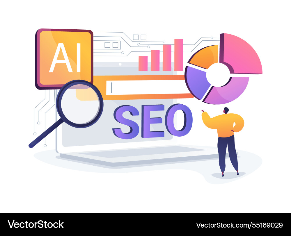 Ai-powered seo optimization abstract concept Ai-powered seo optimization abstract concept vector image