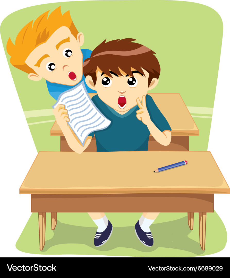 Child Sneaking Peek During Exam vector image