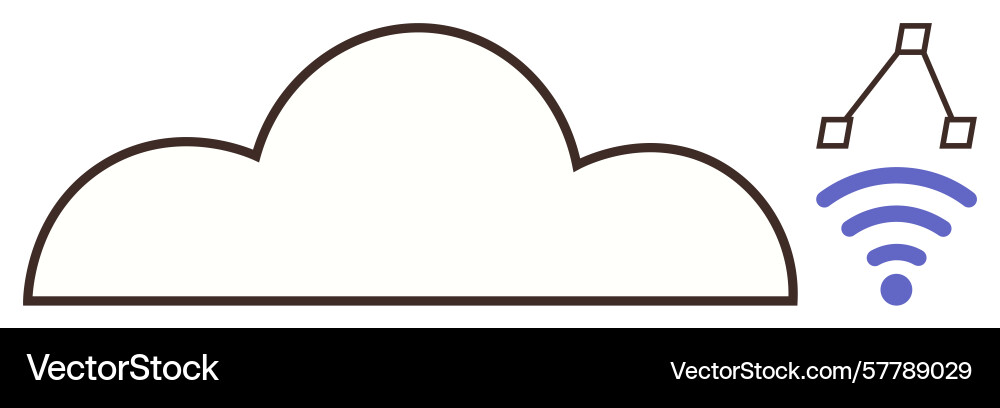 Cloud storage with wireless connection and data vector image