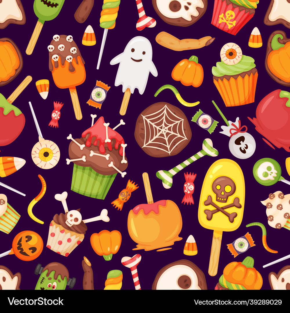 Halloween Candy Treats Pattern vector image
