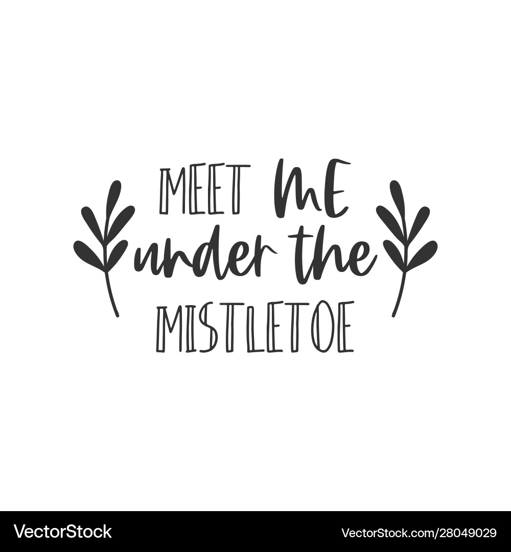 Meet me under mistletoe hand written lettering Meet me under mistletoe hand written lettering vector image