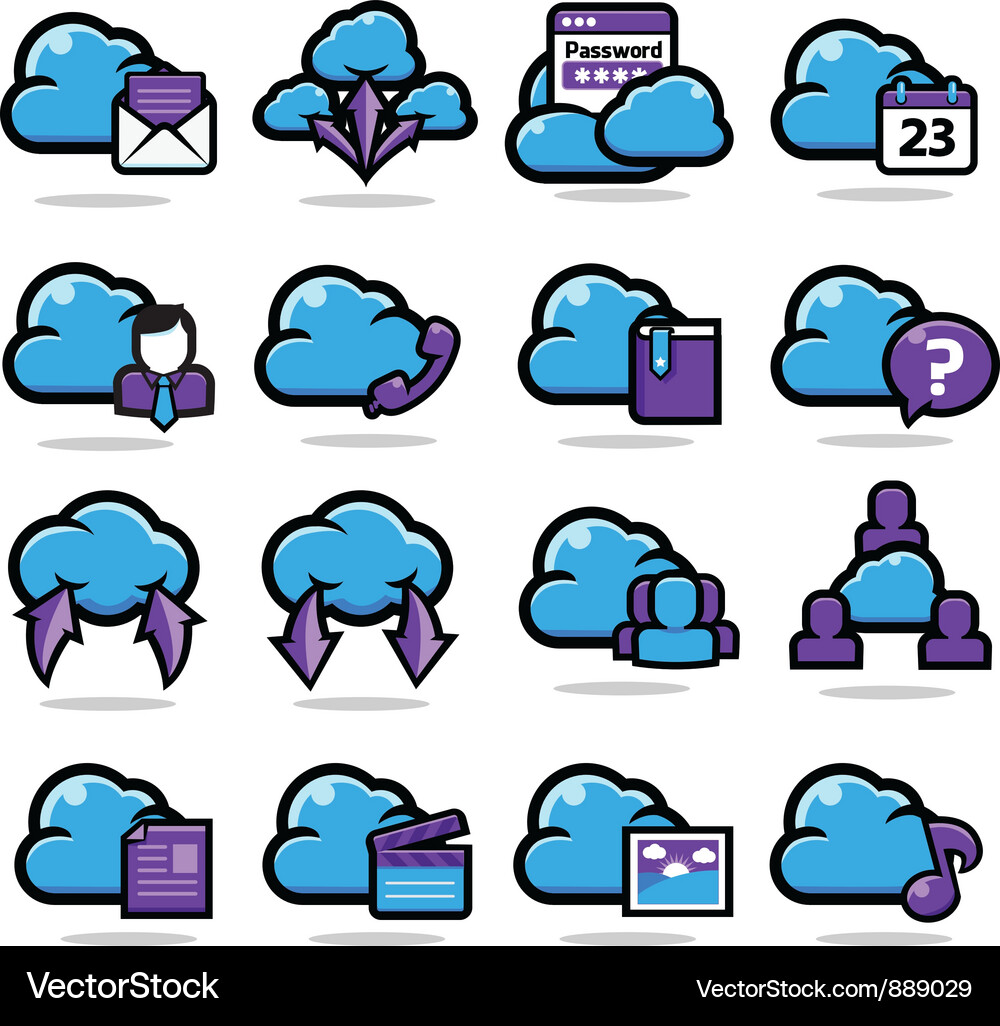 Network communication icon set Vector Image