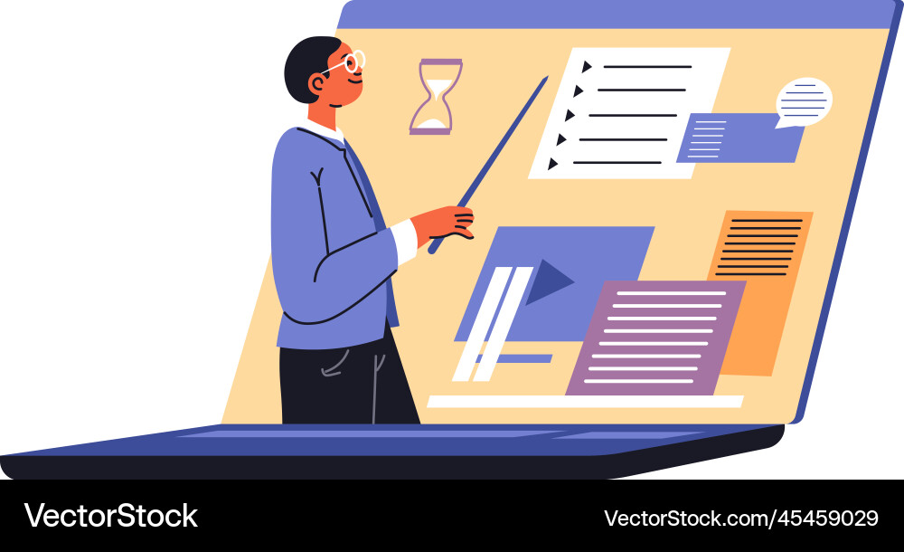 Online education courses for learning in web vector image