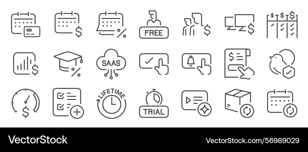 Saas icon set it included subscription package Saas icon set it included subscription package Vector Image