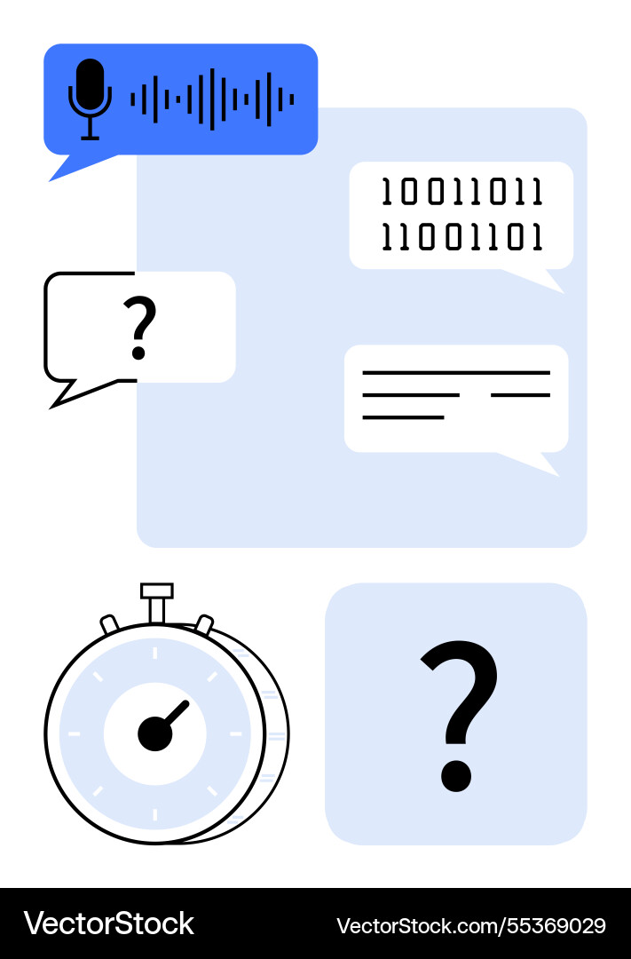 Spracherkennung Binärcode und Timer Vektorbild