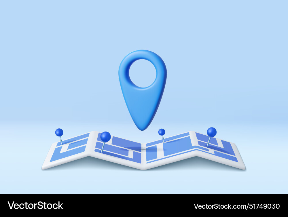 3d locator mark on map 3d locator mark on map vector image