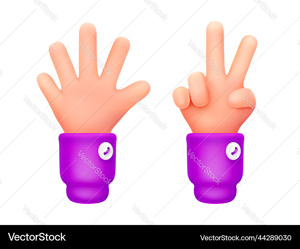3d render count hands showing five or two fingers 3d render count hands showing five or two fingers vector image