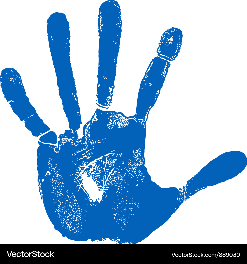 Blue Handprint Isolated on White Background Vector Image
