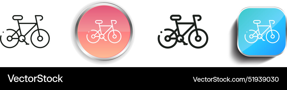 Bycicle icon thin linear regular and button style Bycicle icon thin linear regular and button style vector image