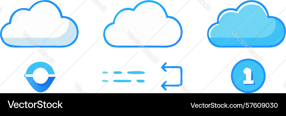 Cloud data transfer and sync icons design vector image