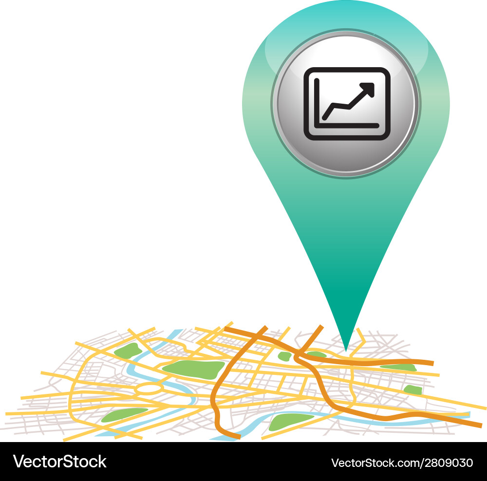 Diagramm Pin Pointer auf Karte Lage vektorbild