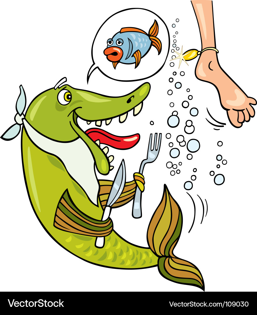 Hungry fish cartoon Vector Image