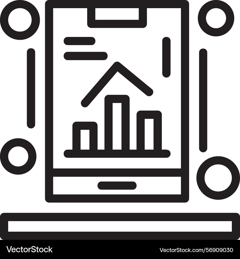 Mobile app analytics linear style icon design Vector Image