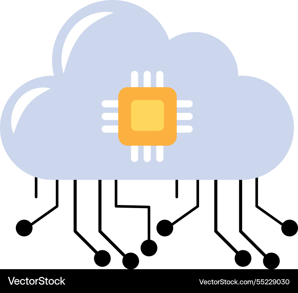 Quantum computing cloud network futuristic system Vector Image