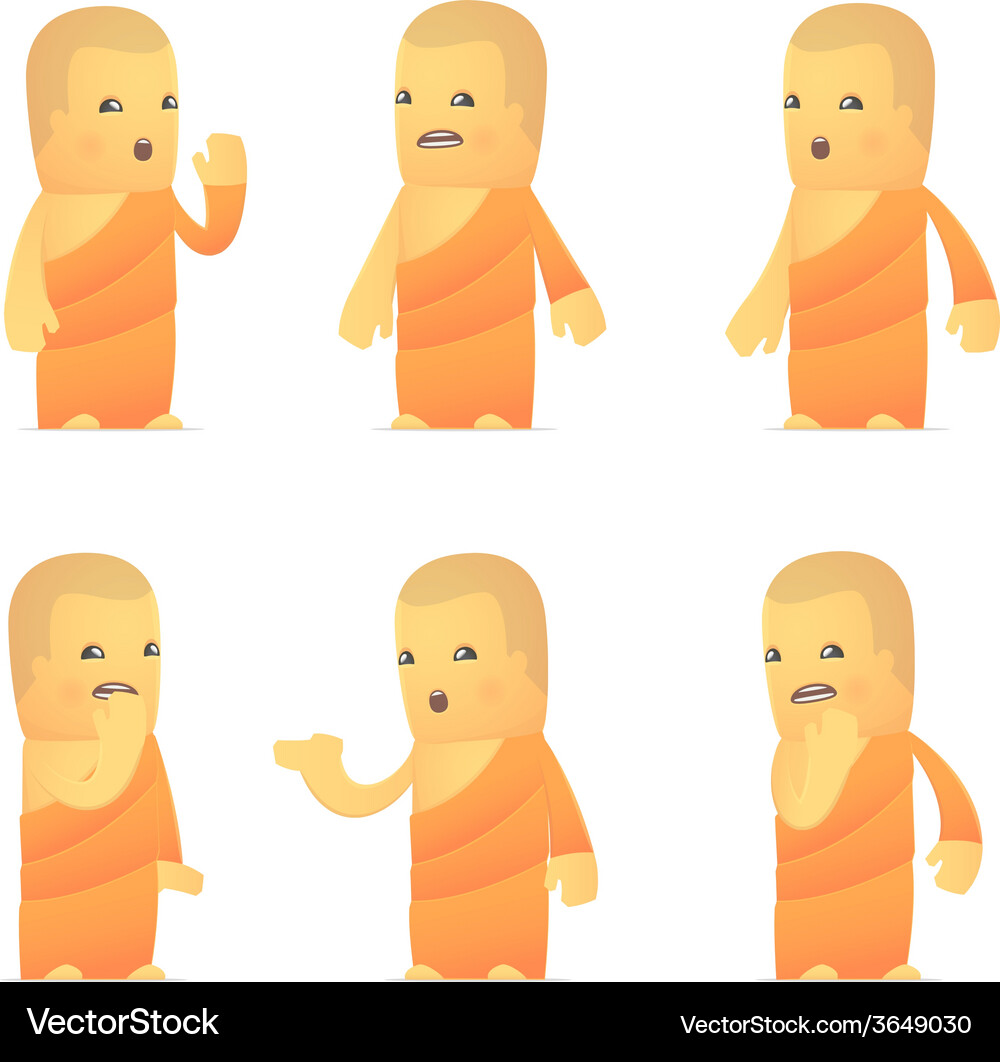 Set of monk character in different poses Vector Image