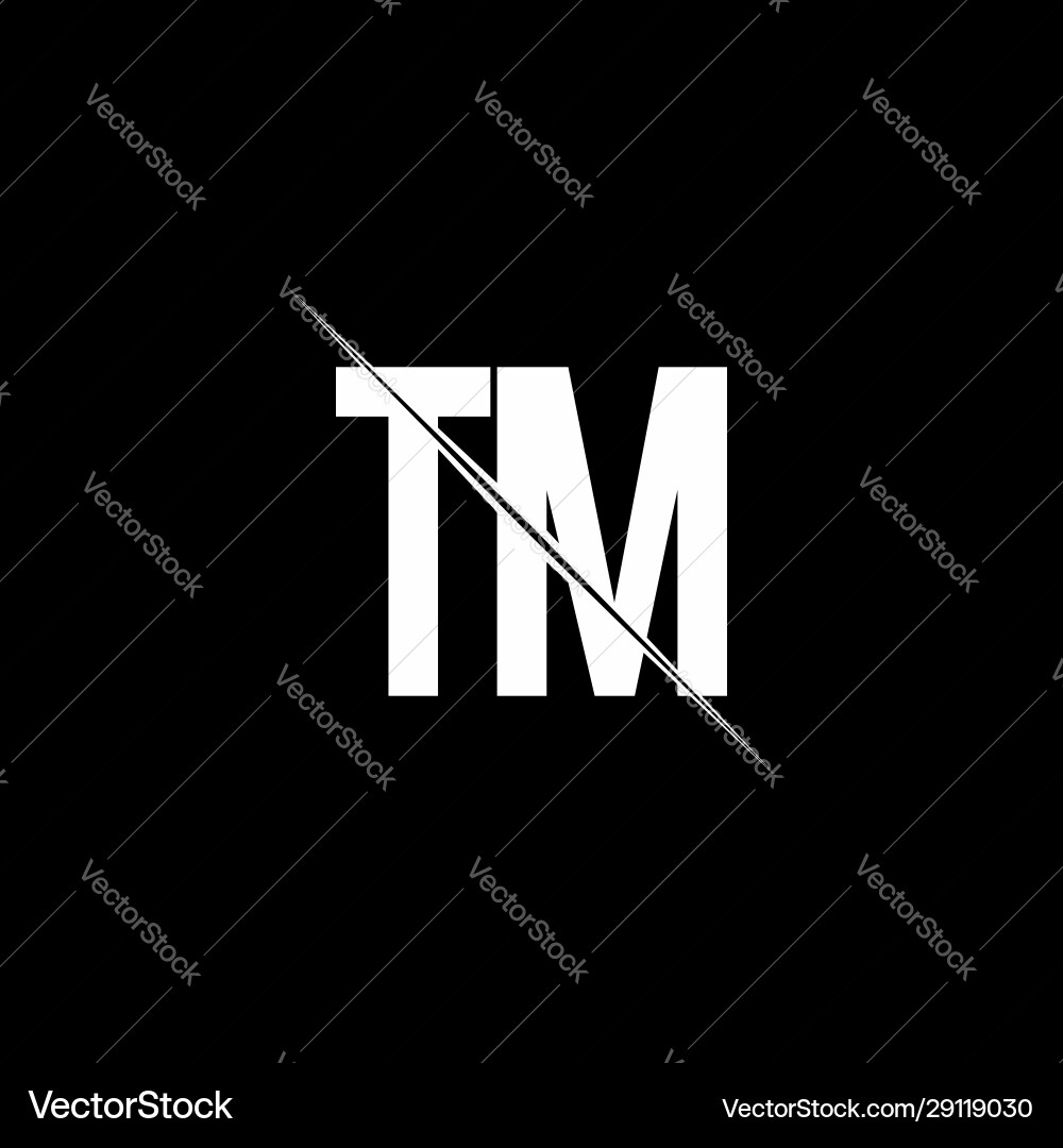 Tm logo monogram with slash style design template Vector Image