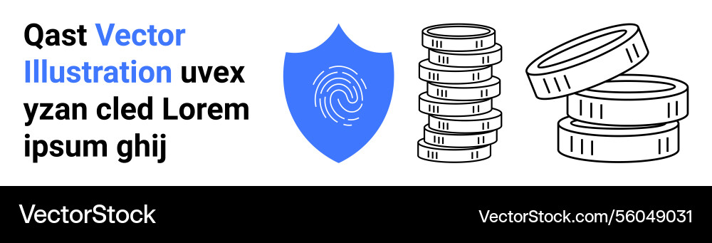 Digital security with fingerprint shield and coin Digital security with fingerprint shield and coin vector image