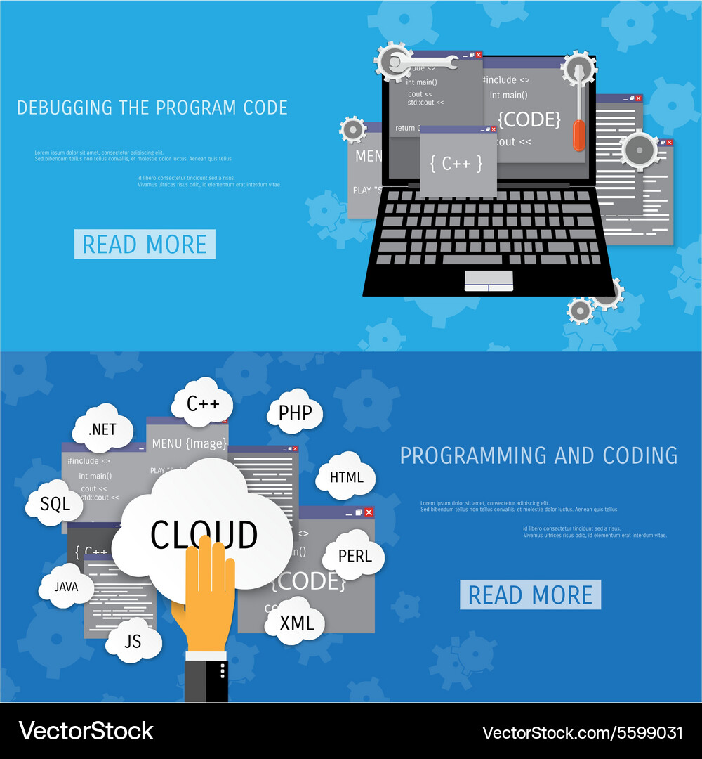 Flat concept of programming and coding Vector Image