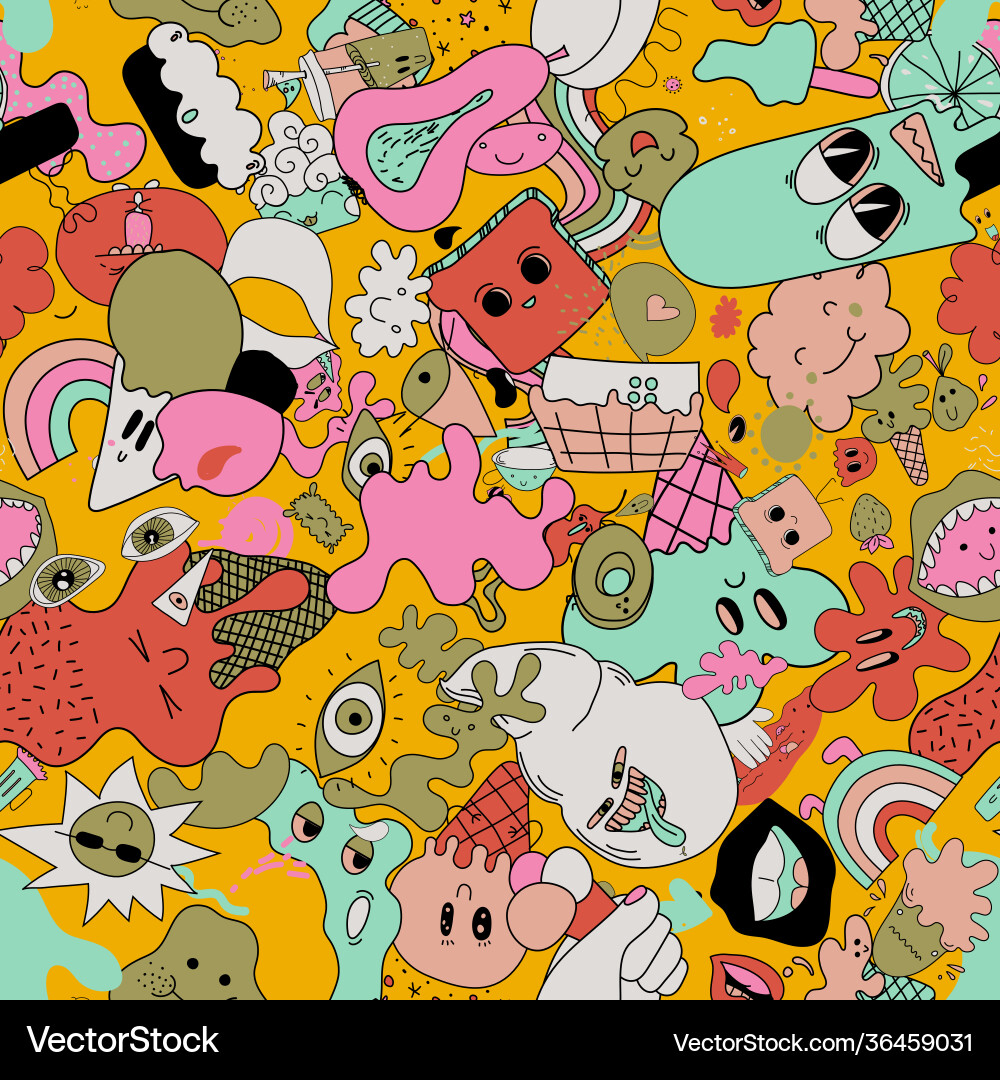 Happy Abstract Characters Pattern vector image