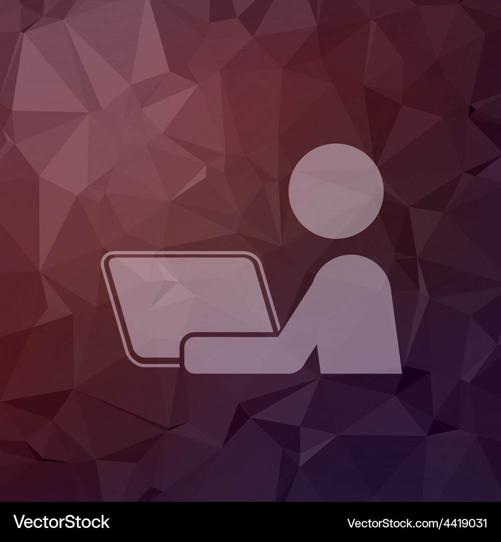 Man working on computer in flat style icon Vector Image