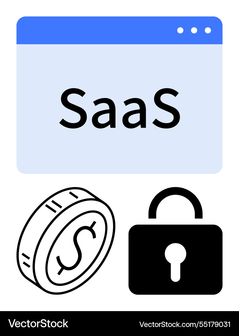 Saas platform security with monetization concepts vector image
