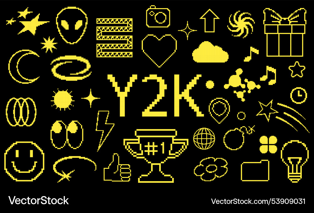 Y2k icon pixel art game element retro arrow Y2k icon pixel art game element retro arrow Vector Image