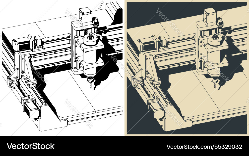3 axis cnc router vector image