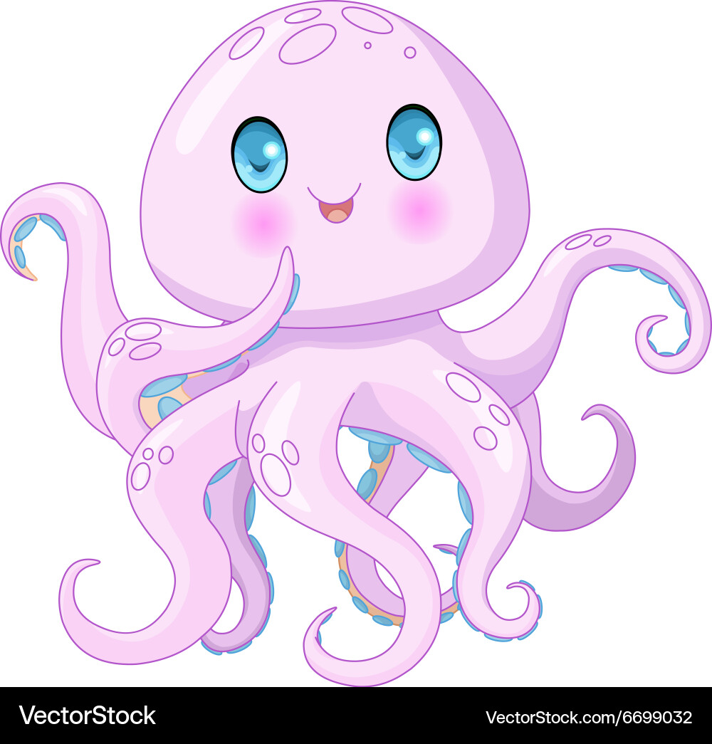 Adorable Octopus Illustration Vector Image