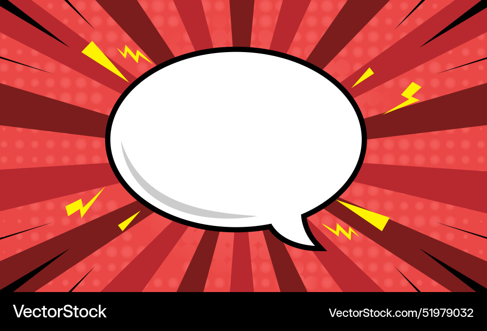 Blank speech bubble comic pop art red background Vector Image