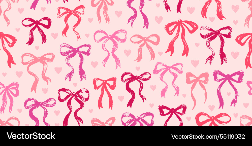 Bow ribbon seamless pattern cute pink Bow ribbon seamless pattern cute pink vector image
