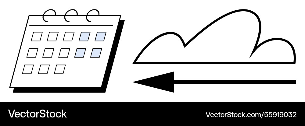 Calendar with highlighted dates and arrow moving Calendar with highlighted dates and arrow moving vector image