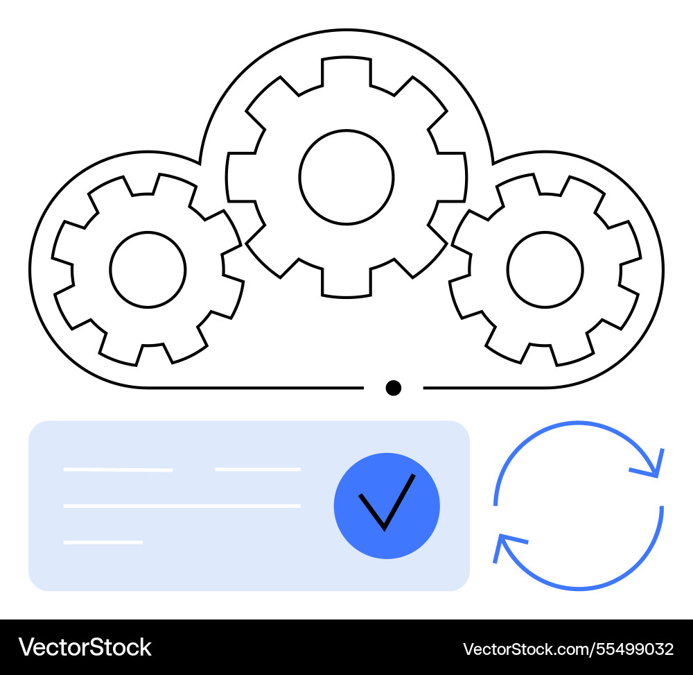 Cloud computing gears with synchronization arrows Cloud computing gears with synchronization arrows Vector Image