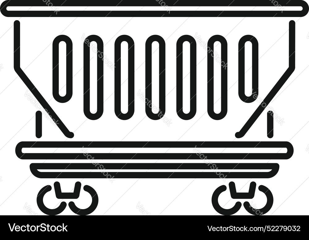 Open top mining container standing on rails Open top mining container standing on rails Vector Image