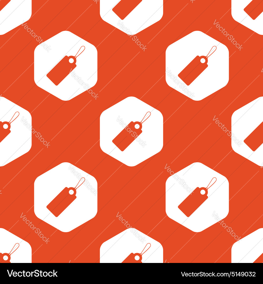 Orange hexagon string tag pattern vector image