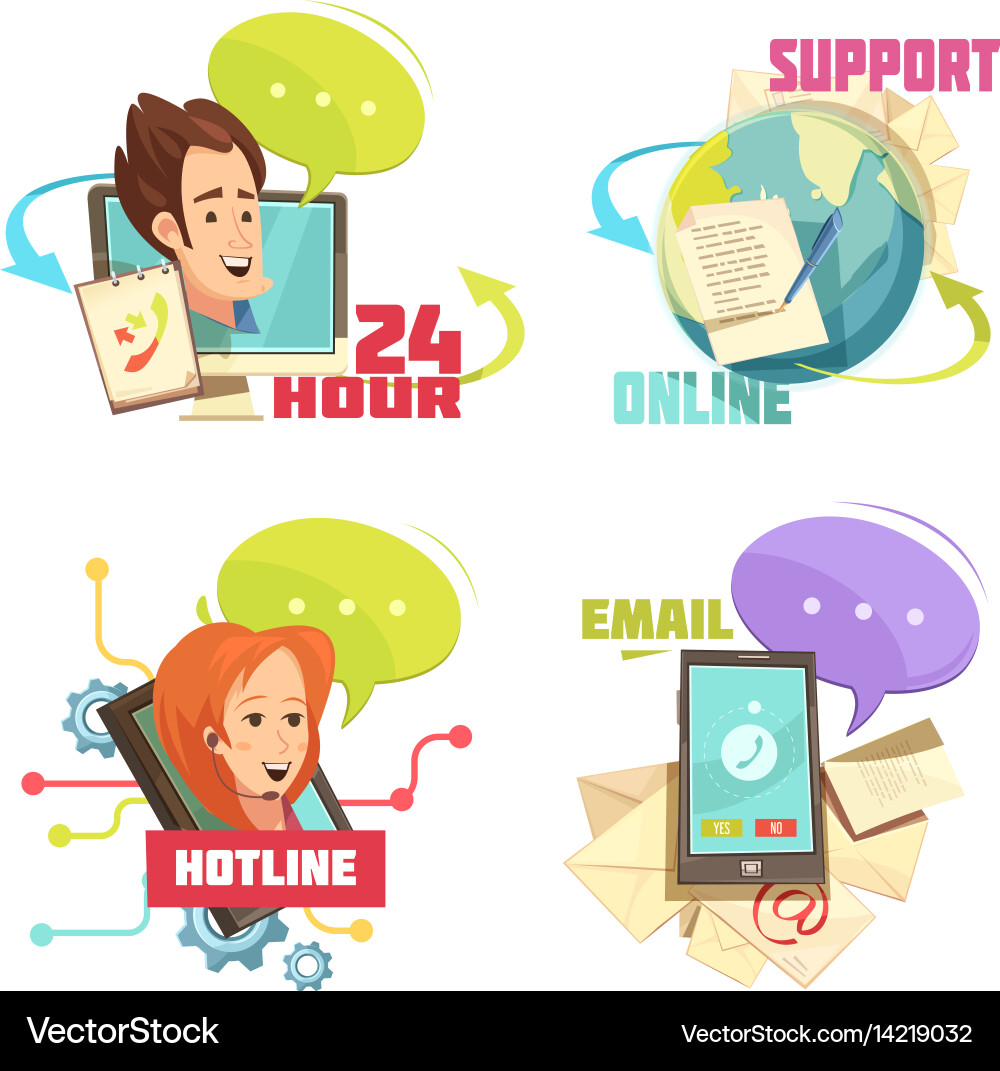Retro Customer Support Hotline vector image