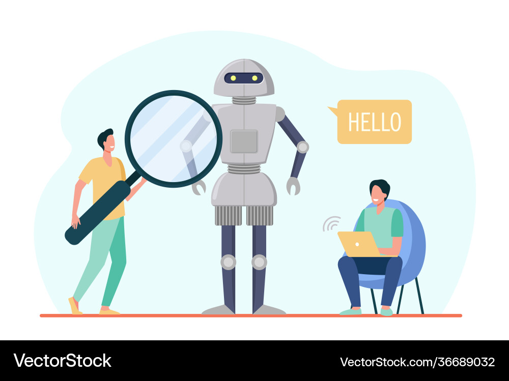 Robotik Team schaffen Roboter vektorbild